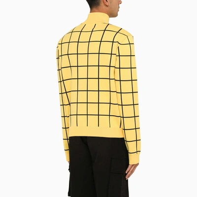 Shop Marni Yellow Zip/cardigan Sweatshirt With Geometric Print