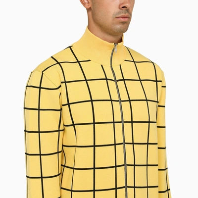 Shop Marni Yellow Zip/cardigan Sweatshirt With Geometric Print