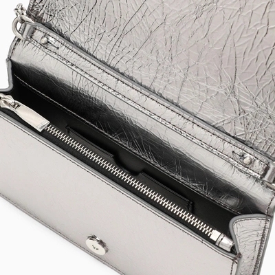 Shop Off-white Off White™ Cracked Metallic Leather Shoulder Clutch