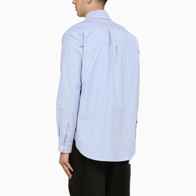 Shop Palm Angels Blue Cotton Button Down Shirt
