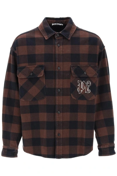 Shop Palm Angels Flannel Overshirt With Check Motif