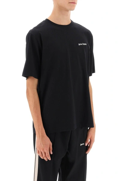 Shop Palm Angels Jersey T Shirt With Logo Embroidery