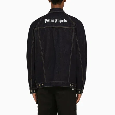 Shop Palm Angels Navy Jacket In Cotton Denim