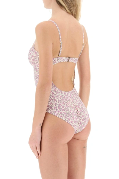 Shop Tory Burch Floral One Piece Swimsuit In Beige