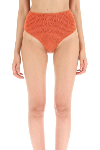 Shop Totême Toteme High Waisted Bikini Bottom In Orange