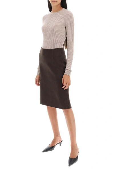 Shop Totême Toteme Pencil Skirt In Double Wool