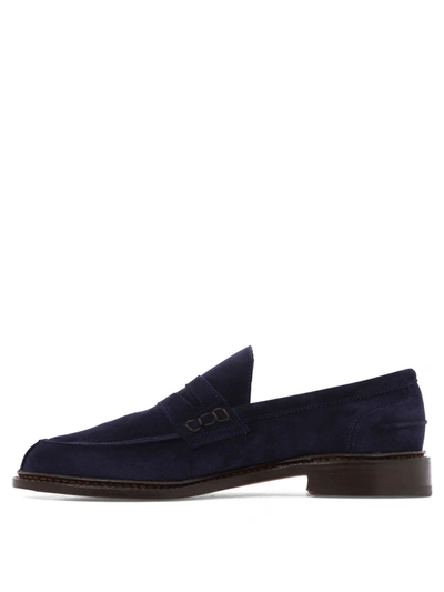 Tricker's Suede Loafers With Round Toe And Penny Strap In Black