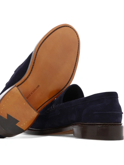 Tricker's Suede Loafers With Round Toe And Penny Strap In Black