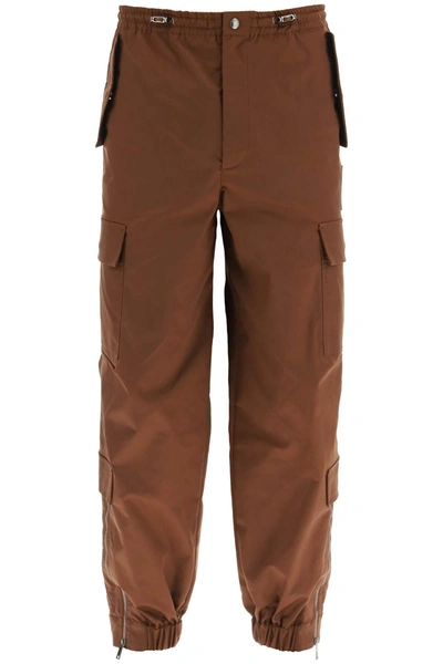 Shop Valentino Cargo Pants With Zippered Ankle In Brown