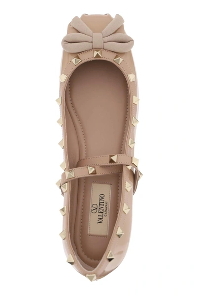 Shop Valentino Garavani Patent Leather Rockstud Ballet Flats