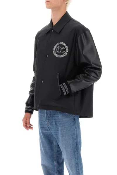 Shop Valentino Garavani Varsity Jacket With Leather Sleeves