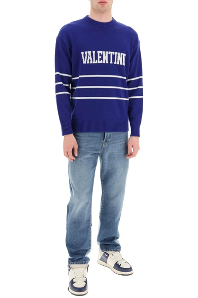 Shop Valentino Pullover With Jacquard Lettering Logo