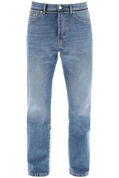 Shop Valentino Regular Fit Rockstud Jeans In Blue Denim