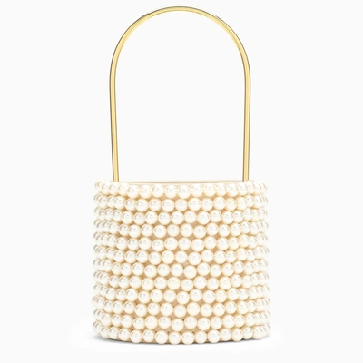 Shop Vanina Gold Mini Bucket With Pearls In White