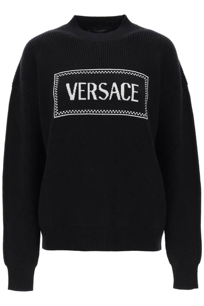 Versace Crew-neck Sweater With Logo Inlay