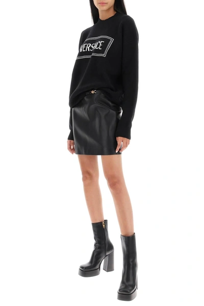 Versace Crew-neck Sweater With Logo Inlay