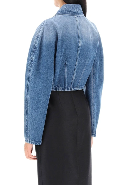 Shop Versace Cropped Denim Jacket
