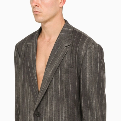 Shop Versace Flannel Single Breasted Jacket In Black