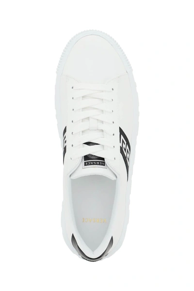 Shop Versace Leather Greca Sneakers
