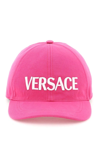 Shop Versace Logo Embroidery Baseball Cap In White