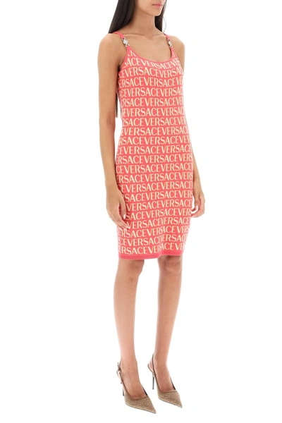 Shop Versace Monogram Knit Mini Dress