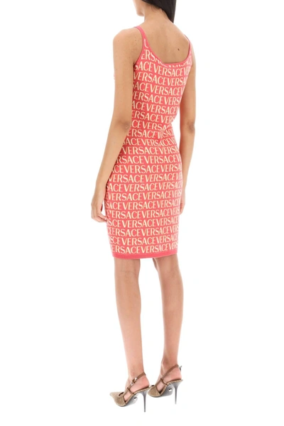 Shop Versace Monogram Knit Mini Dress