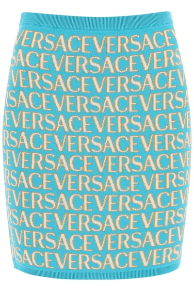 Shop Versace Monogram Knit Mini Skirt
