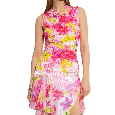 Shop Versace Sleeveless Printed Top