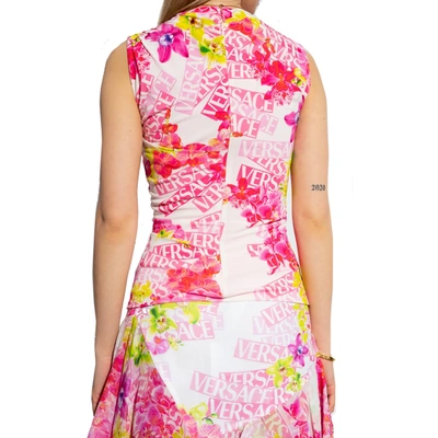 Versace Draped Printed Stretch-jersey Top