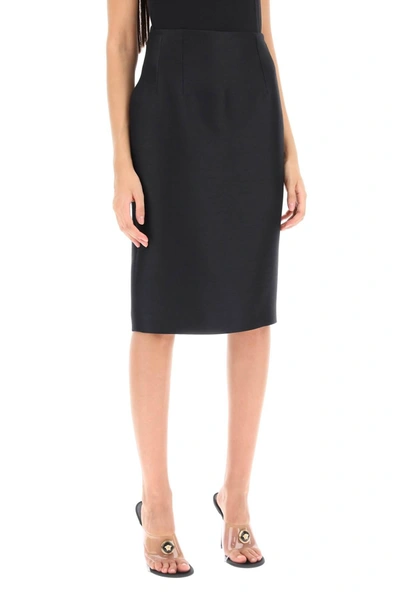 Shop Versace Wool Silk Pencil Skirt