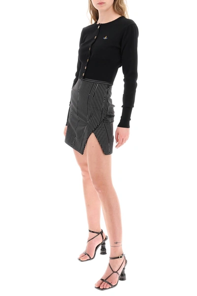 Shop Vivienne Westwood 'rita' Wrap Mini Skirt With Pinstriped Motif