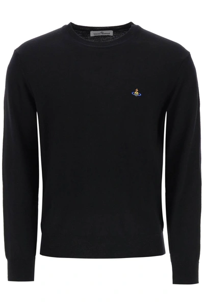 Shop Vivienne Westwood Orb Embroidered Crew Neck Sweater