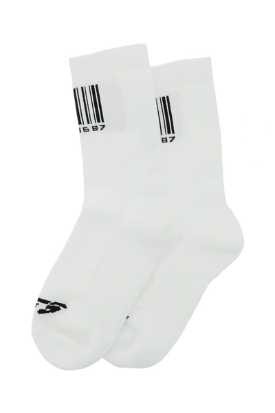 Shop Vtmnts Barcode Socks In White Cotton