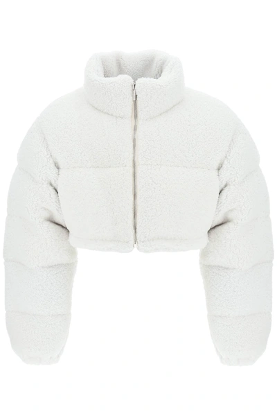 Shop Vtmnts Cropped Shearling Puffer Jacket In White Fur