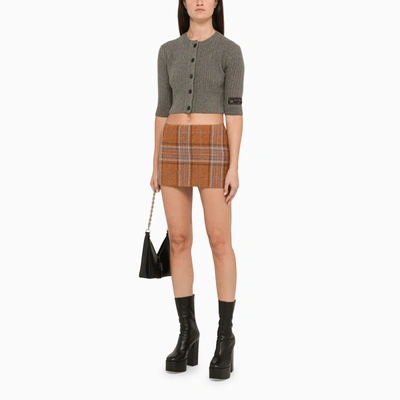 We11 Done Checked Wool Mini Skirt With Side Zip In Orange