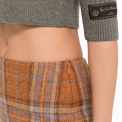 We11 Done Checked Wool Mini Skirt With Side Zip In Orange
