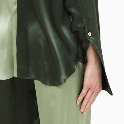 Woera Color-block Button Up Silk Shirt In Green