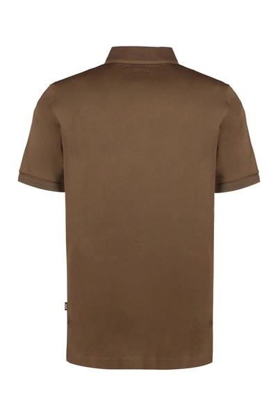 Shop Hugo Boss Boss Cotton Polo Shirt In Brown