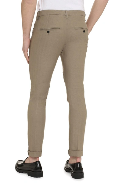 Shop Dondup Cotton Chino Trousers In Turtledove