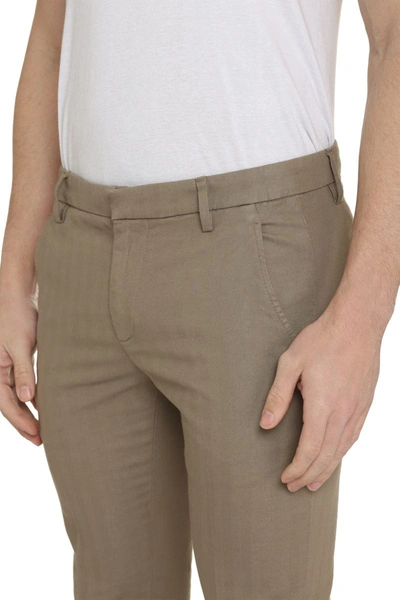 Shop Dondup Cotton Chino Trousers In Turtledove