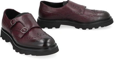 Shop Doucal's Elen Leather Monk-strap In Red-purple Or Grape