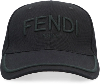 Shop Fendi Logo Embroidery Baseball Cap In Black