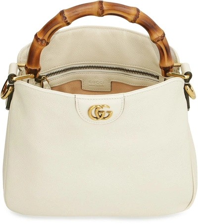 Shop Gucci Diana Leather Shoulder Bag In White