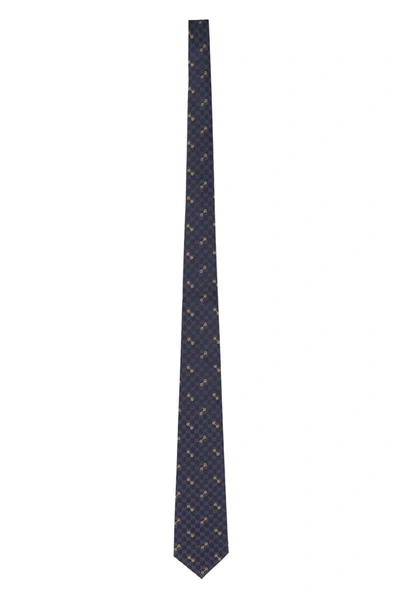 Shop Gucci Jacquard Silk Tie In Blue