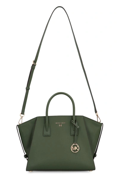 Shop Michael Michael Kors Michael Kors Avril Leather Handbag In Green
