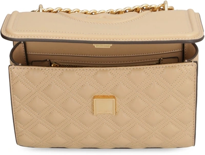 Shop Tory Burch Quilted Leather Fleming Mini Shoulder Bag In Beige