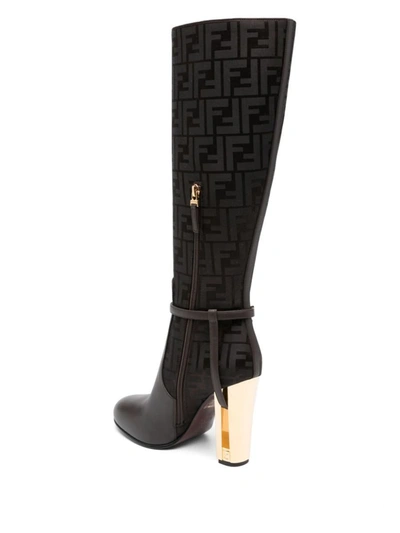 Shop Fendi Delfina High Boots In Brown