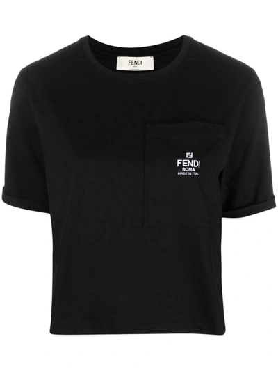 Shop Fendi Roma Cotton T-shirt In Black