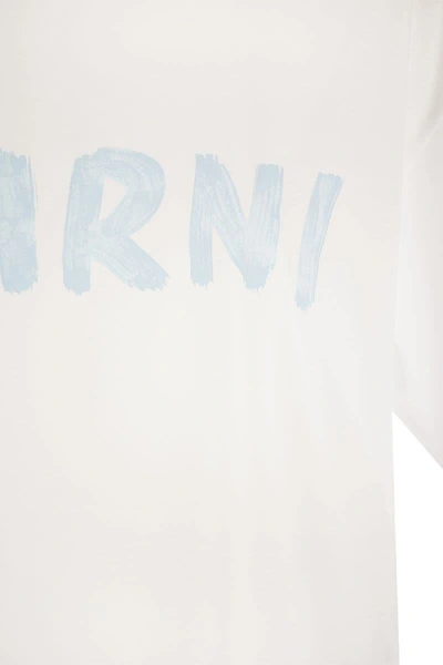 Shop Marni Cotton Jersey T-shirt With  Print In White