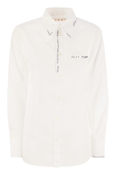 Shop Marni Cotton Shirt In White